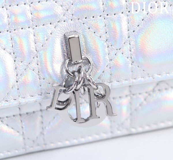 DIOR Lady Clutch Metallic Silver Cannage Crossbody Bag