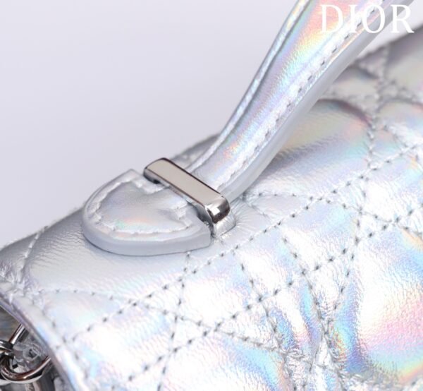 DIOR Lady Clutch Metallic Silver Cannage Crossbody Bag
