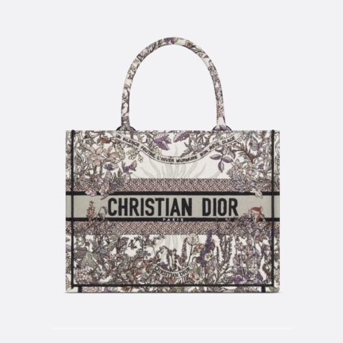 Dior Book Tote Bag Heliotrope Embroidery