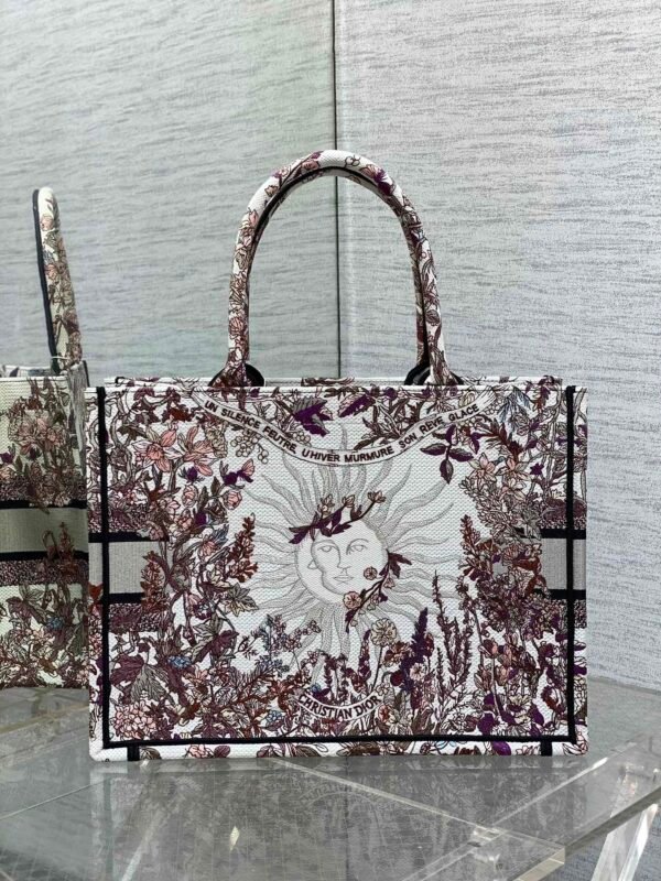 Dior Book Medium Tote Bag Heliotrope Embroidery