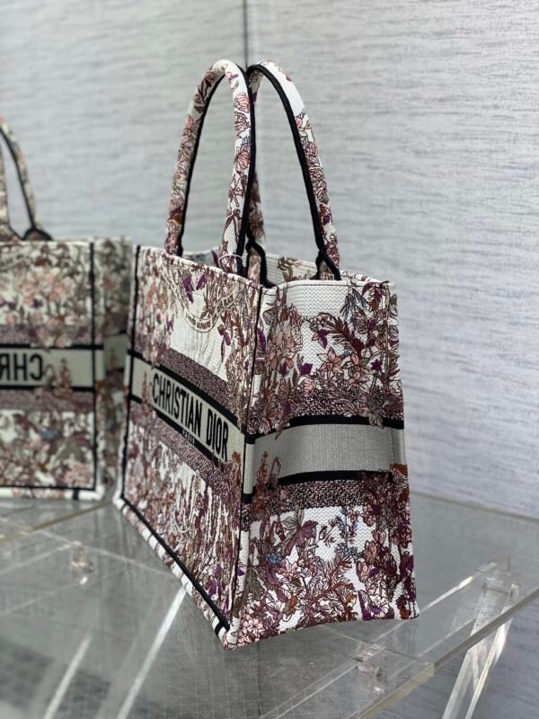 Dior Book Medium Tote Bag Heliotrope Embroidery
