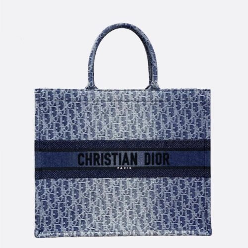 Large Dior Book Tote Denim blue (1) Large Dior Book Tote Denim blue