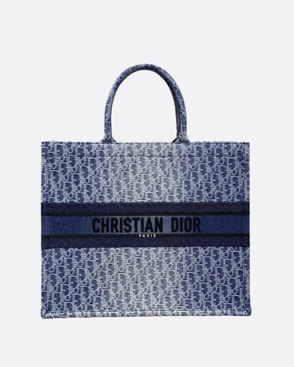 Large Dior Book Tote Denim blue (1) Large Dior Book Tote Denim blue