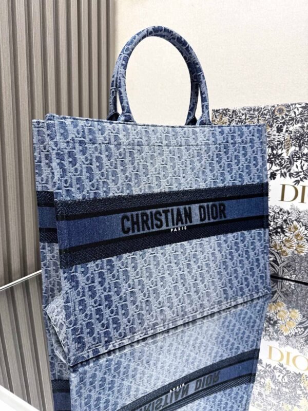 Large Dior Book Tote Denim blue (6) Large Dior Book Tote Denim blue