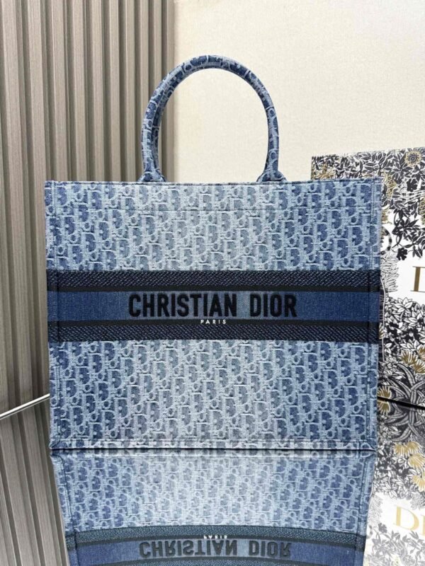 Large Dior Book Tote Denim blue (8) Large Dior Book Tote Denim blue