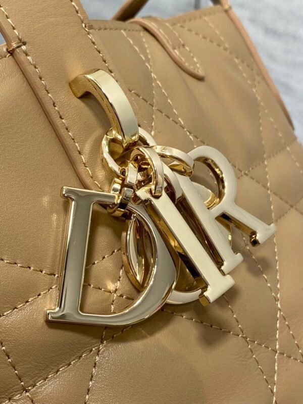 M2835OSNW_M53U (1) Small Dior Toujours Vertical Tote Bag Apricot color