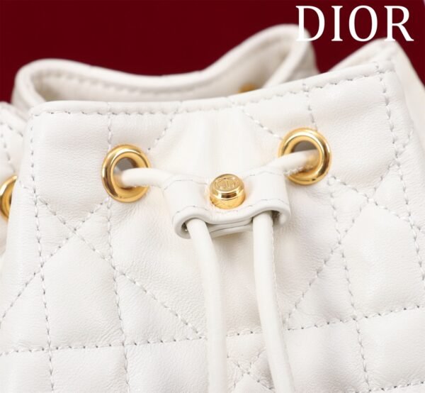 Small Dior Caro Bucket Bag White
