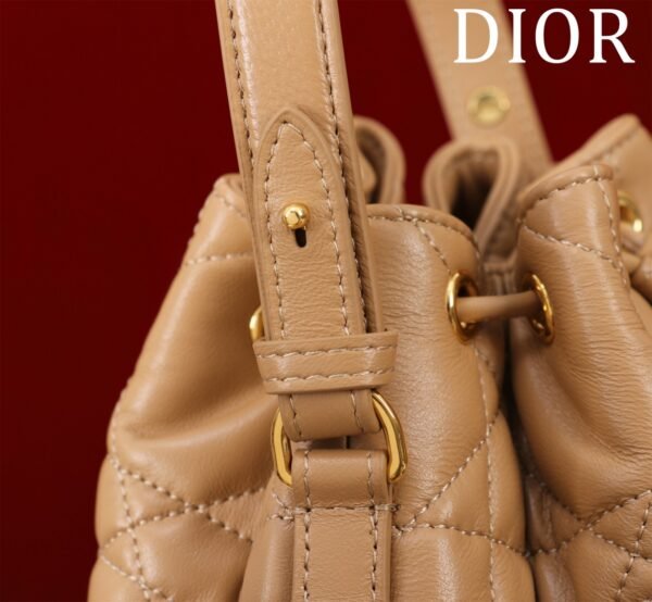 Small Dior Caro Bucket Bag Apricot color