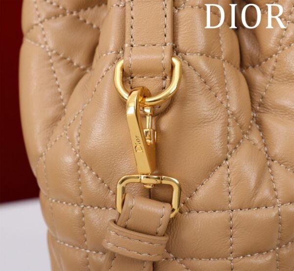 Small Dior Caro Bucket Bag Apricot color