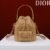 Small Dior Caro Bucket Bag Apricot color