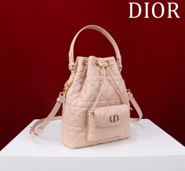 Small Dior Caro Bucket Bag Pink