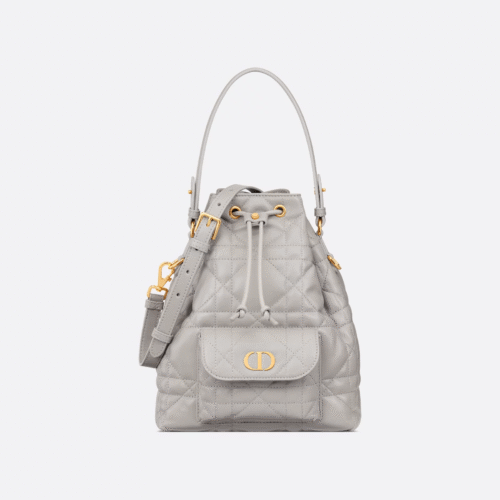 Small Dior Caro Bucket Bag Gray