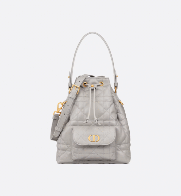 Small Dior Caro Bucket Bag Gray