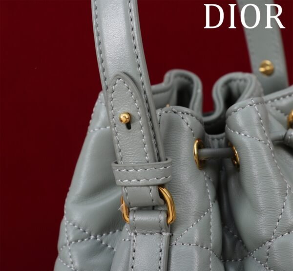 Small Dior Caro Bucket Bag Gray
