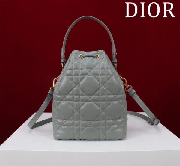 Small Dior Caro Bucket Bag Gray