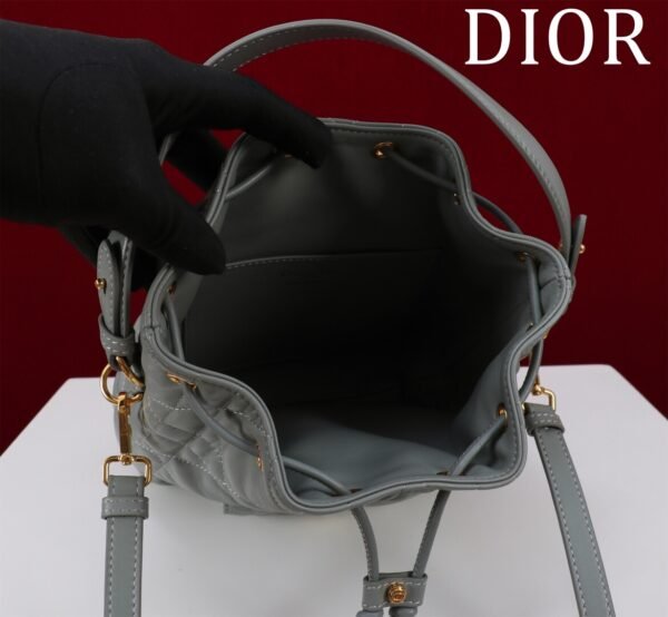 Small Dior Caro Bucket Bag Gray