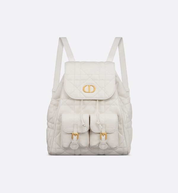 Medium Dior Caro Backpack White