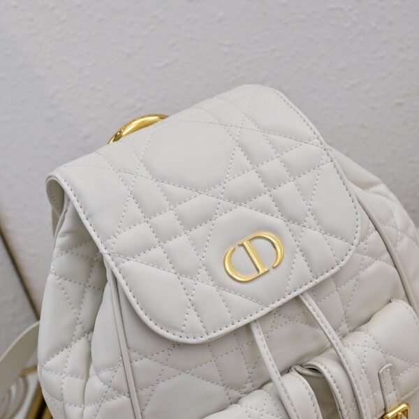 Medium Dior Caro Backpack White