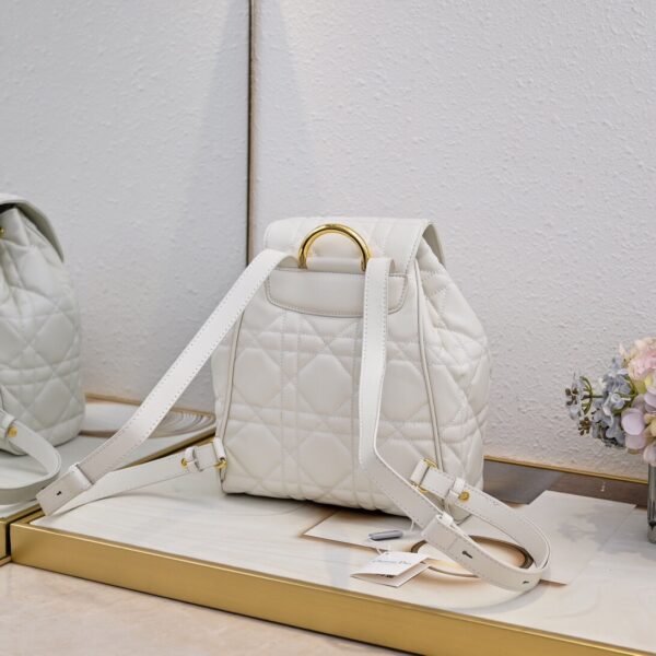 Medium Dior Caro Backpack White