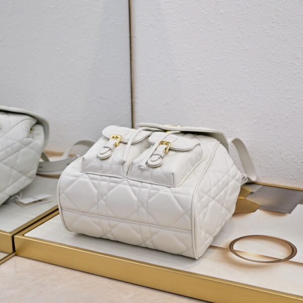 Medium Dior Caro Backpack White