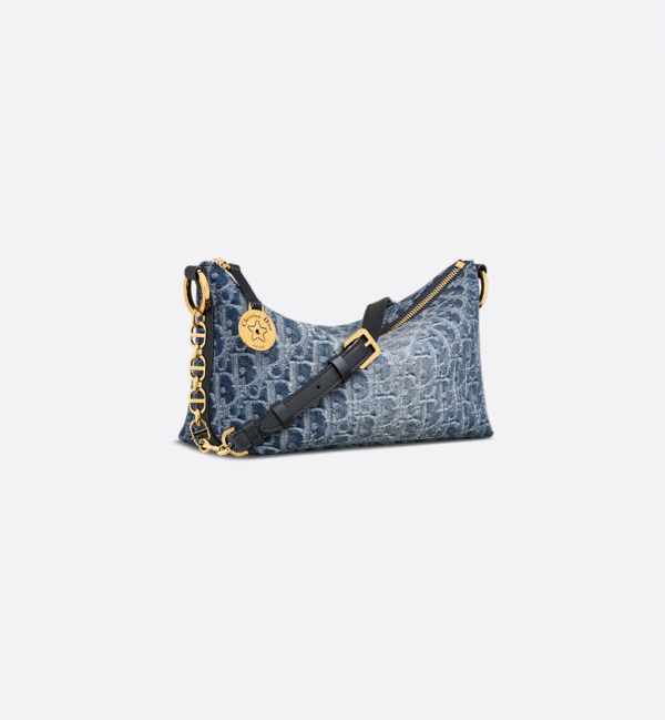 Dior Diorstar Hobo Bag with Chain Blue Denim
