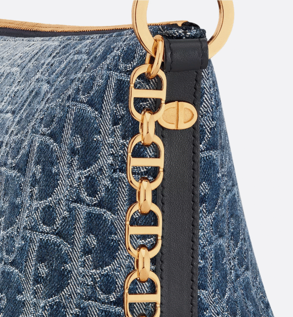Dior Diorstar Hobo Bag with Chain Blue Denim