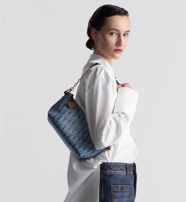 Dior Diorstar Hobo Bag with Chain Blue Denim