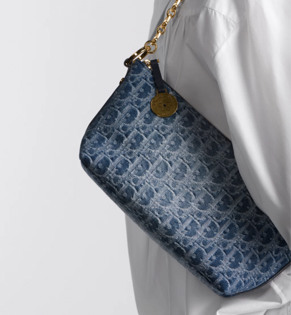 Dior Diorstar Hobo Bag with Chain Blue Denim