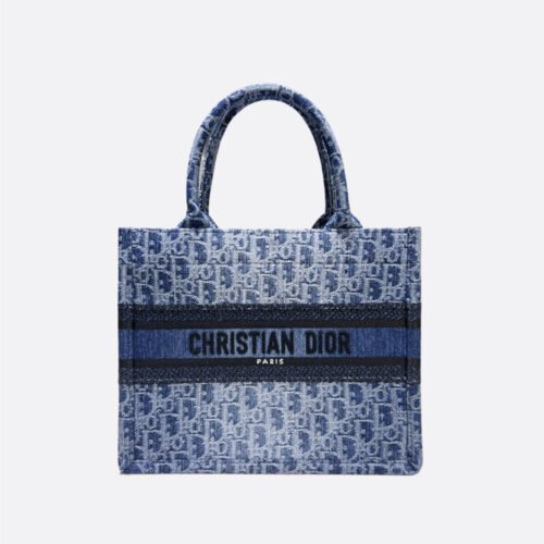 Small Dior Book Tote Denim blue
