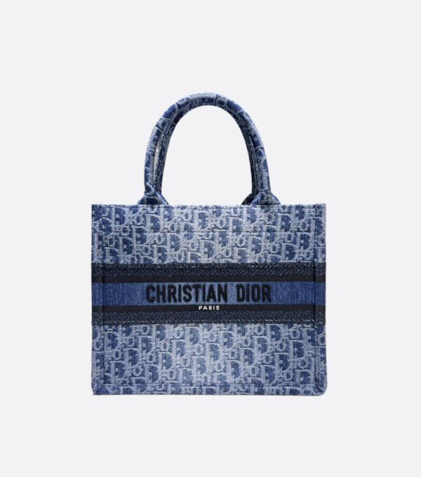 Small Dior Book Tote Denim blue