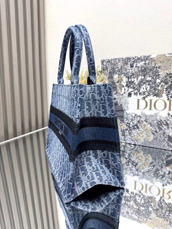 Small Dior Book Tote Denim blue