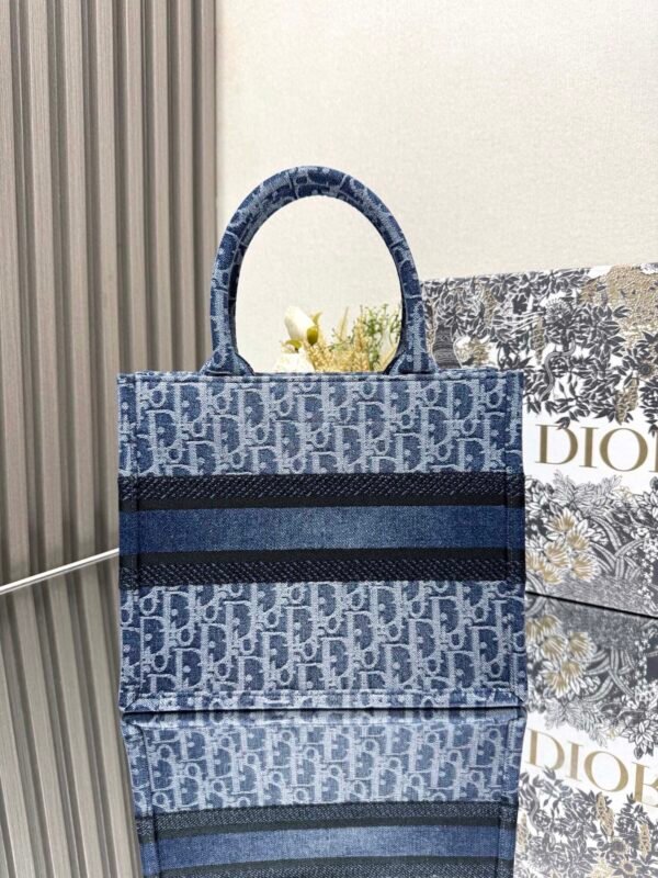 Small Dior Book Tote Denim blue