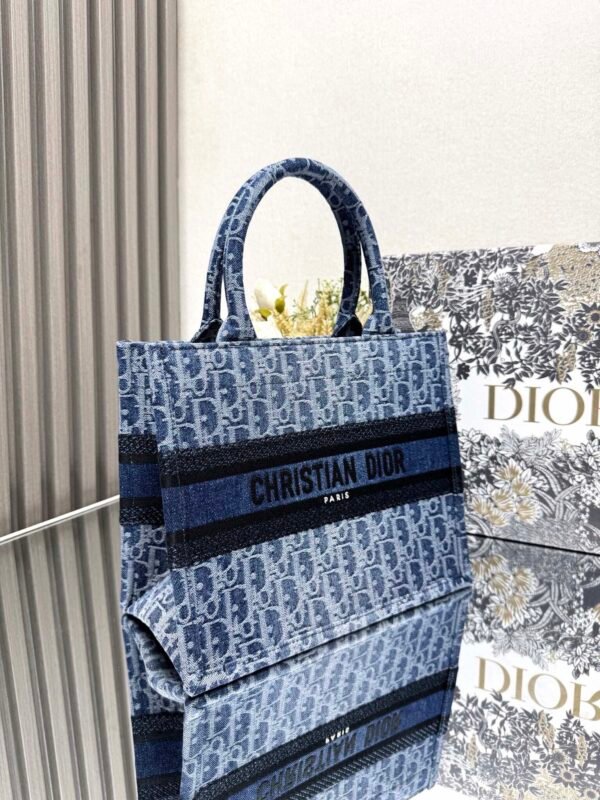 Small Dior Book Tote Denim blue