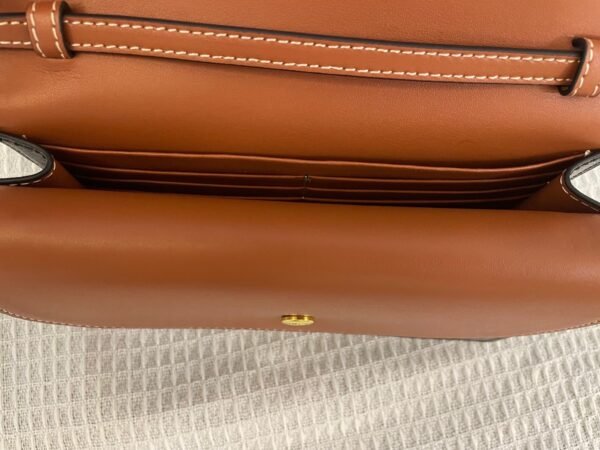 10D852CG9-04LU (6) Celine Wallet on strap in Triomphe Canvas and Smooth Lambskin