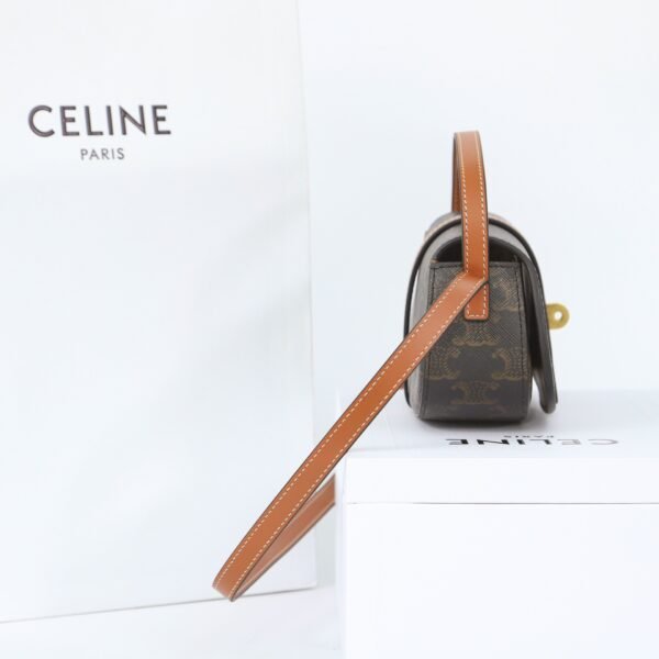 CELINE CLUTCH ON STRAP TABOU IN TRIOMPHE CANVAS AND CALFSKIN - TAN
