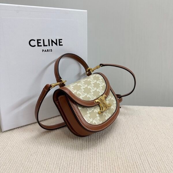 10k502 (1) CELINE MINI BESACE CLEA in Triomphe canvas and calfskin