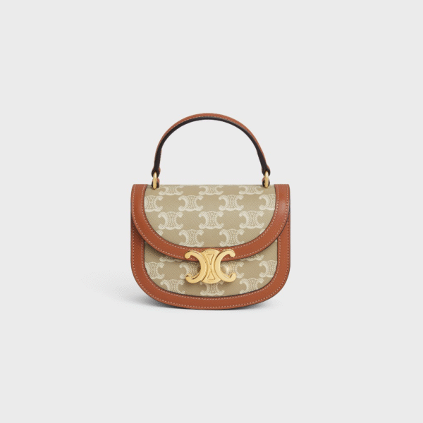 10k502 (1) CELINE MINI BESACE CLEA in Triomphe canvas and calfskin