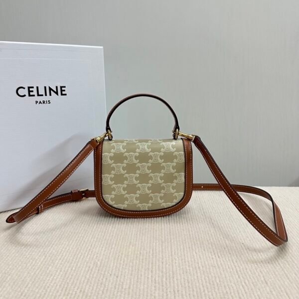 10k502 (3) CELINE MINI BESACE CLEA in Triomphe canvas and calfskin