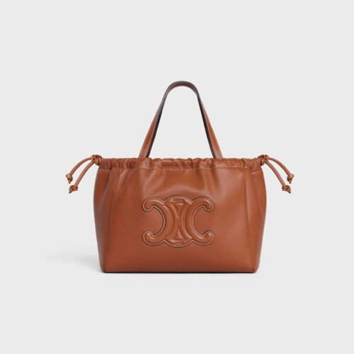 111013DU3-04LU (1) CELINE SMALL CABAS DRAWSTRING CUIR TRIOMPHE IN SMOOTH CALFSKIN - TAN