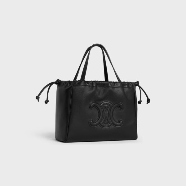 CELINE Triomphe SMALL CABAS DRAWSTRING CUIR TRIOMPHE IN SMOOTH BLACK
