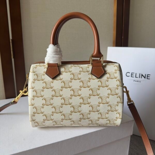 Celine SMALL BOSTON IN TRIOMPHE CANVAS AND CALFSKIN