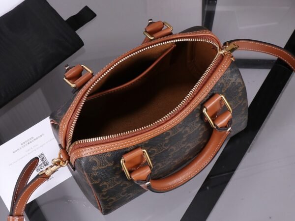 113772CAS-04LU (4) Celine SMALL BOSTON IN Triomphe Canvas and calfskin