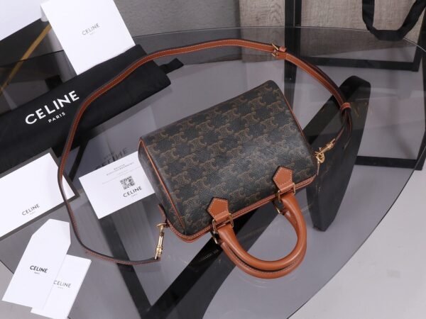 113772CAS-04LU (6) Celine SMALL BOSTON IN Triomphe Canvas and calfskin