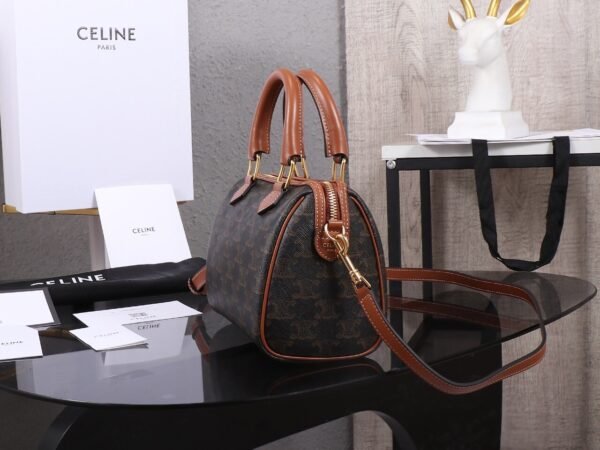 113772CAS-04LU (9) Celine SMALL BOSTON IN Triomphe Canvas and calfskin