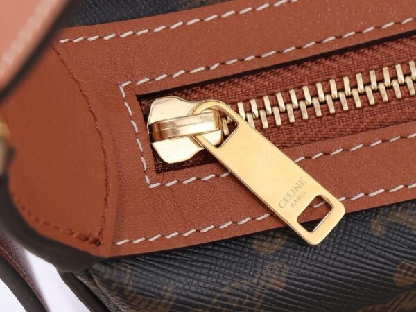 CELINE MEDIUM HELOÏSE BAG IN TRIOMPHE CANVAS AND CALFSKIN BROWN+BLACK