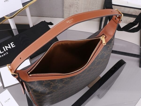 CELINE MEDIUM HELOÏSE BAG IN TRIOMPHE CANVAS AND CALFSKIN BROWN+BLACK