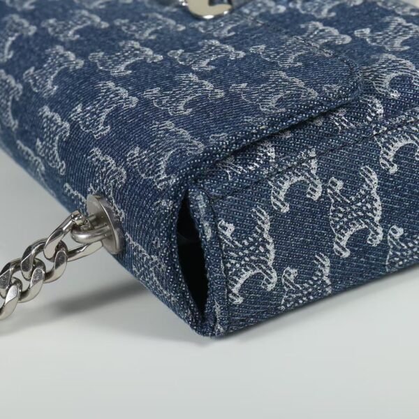 CHAIN SHOULDER BAG CLAUDE in DENIM WITH TRIOMPHE ALL-OVER