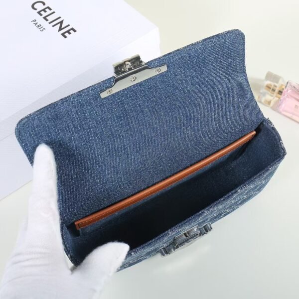 CHAIN SHOULDER BAG CLAUDE in DENIM WITH TRIOMPHE ALL-OVER