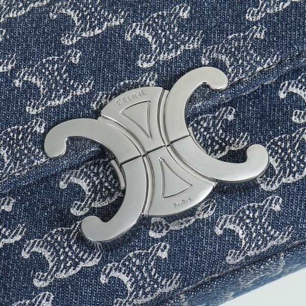 CHAIN SHOULDER BAG CLAUDE in DENIM WITH TRIOMPHE ALL-OVER