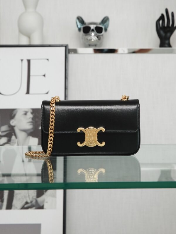 115203BF4-38NO (2) Celine CHAIN SHOULDER BAG CLAUDE IN shiny calfskin